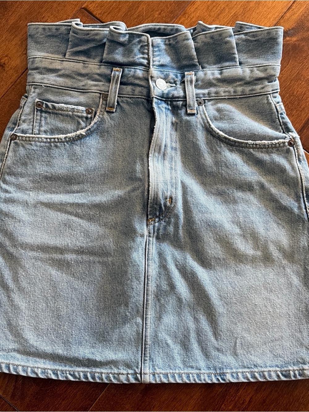 Agolde Light Blue Denim Jeans with Branded Patch